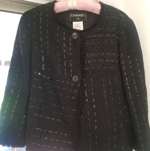 Authentic Chanel siquin black evening jacket